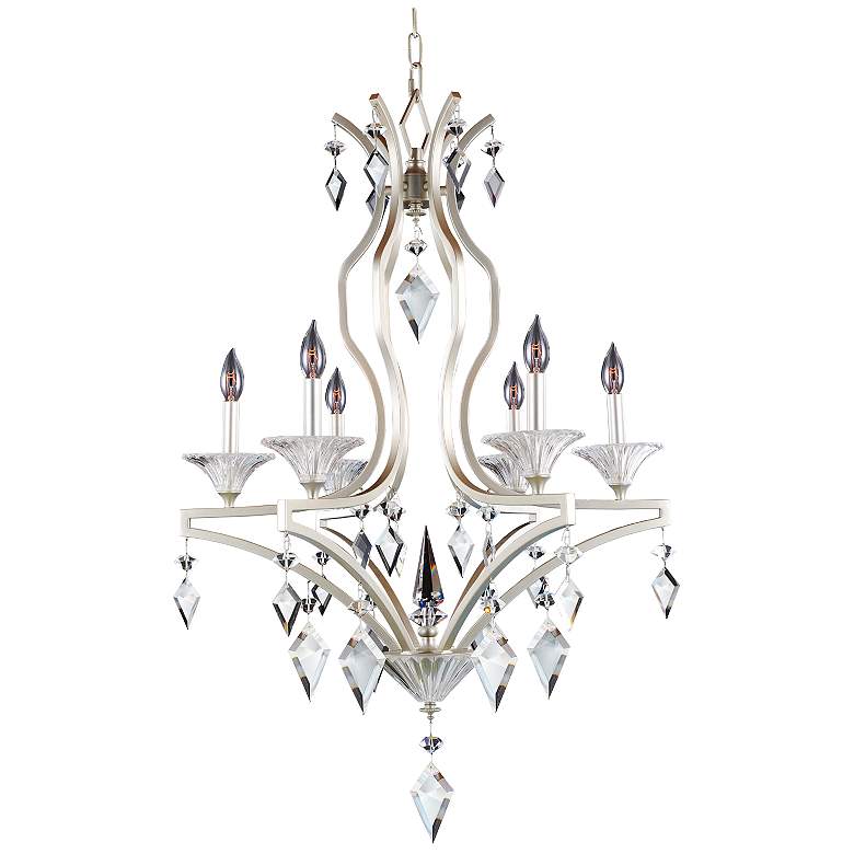 Florence Tarnished Silver 26&quot;W 6-Light Crystal Chandelier