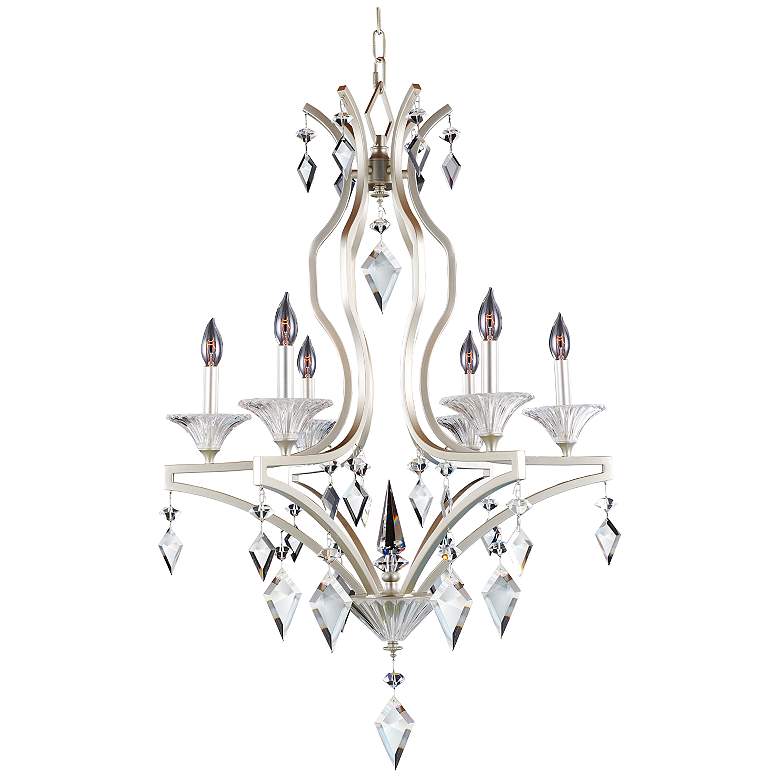 Image 2 Florence Tarnished Silver 26"W 6-Light Crystal Chandelier