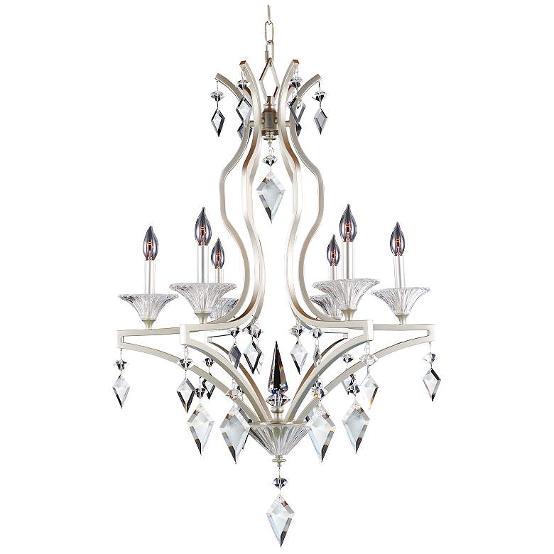 Image 2 Florence Tarnished Silver 26 inchW 6-Light Crystal Chandelier