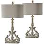 1_Florence Worn Brown and Cream Wash Table Lamps Set of 2