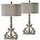 Florence Worn Brown and Cream Wash Table Lamps Set of 2