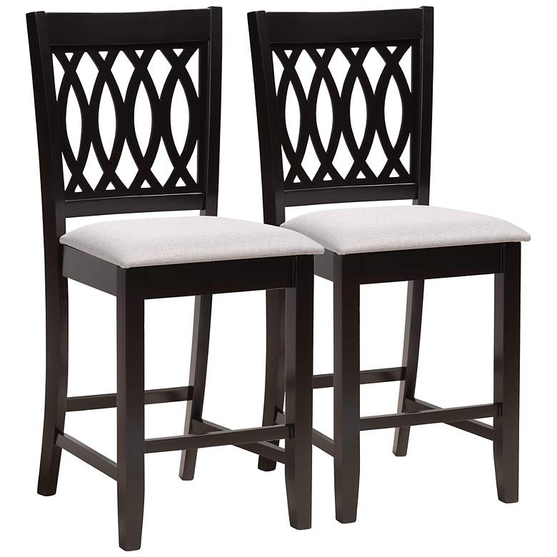Image 2 Florencia 25 1/2 inch Gray Espresso Wood Counter Stools Set of 2