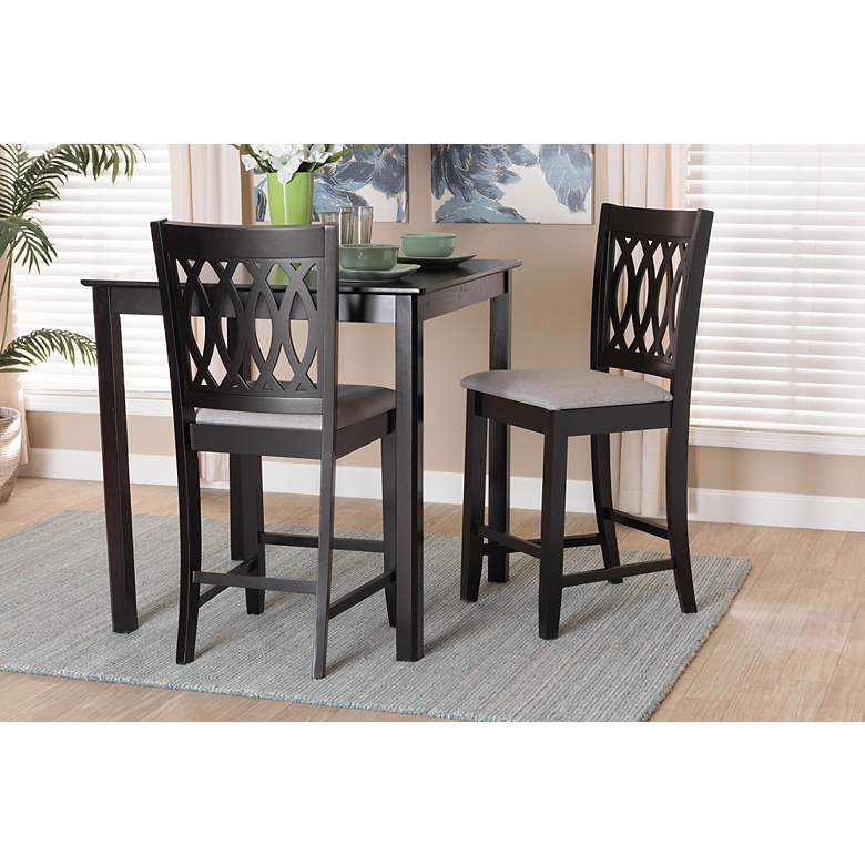 Image 1 Florencia 25 1/2" Gray Espresso Wood Counter Stools Set of 2