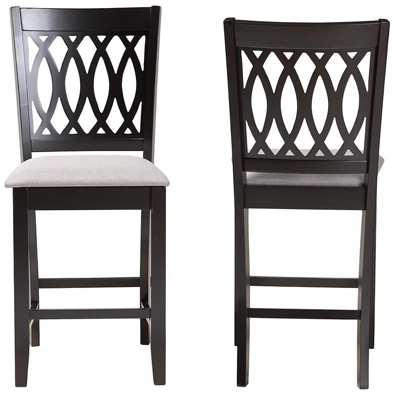 Image 5 Florencia 25 1/2 inch Gray Espresso Wood Counter Stools Set of 2 more views