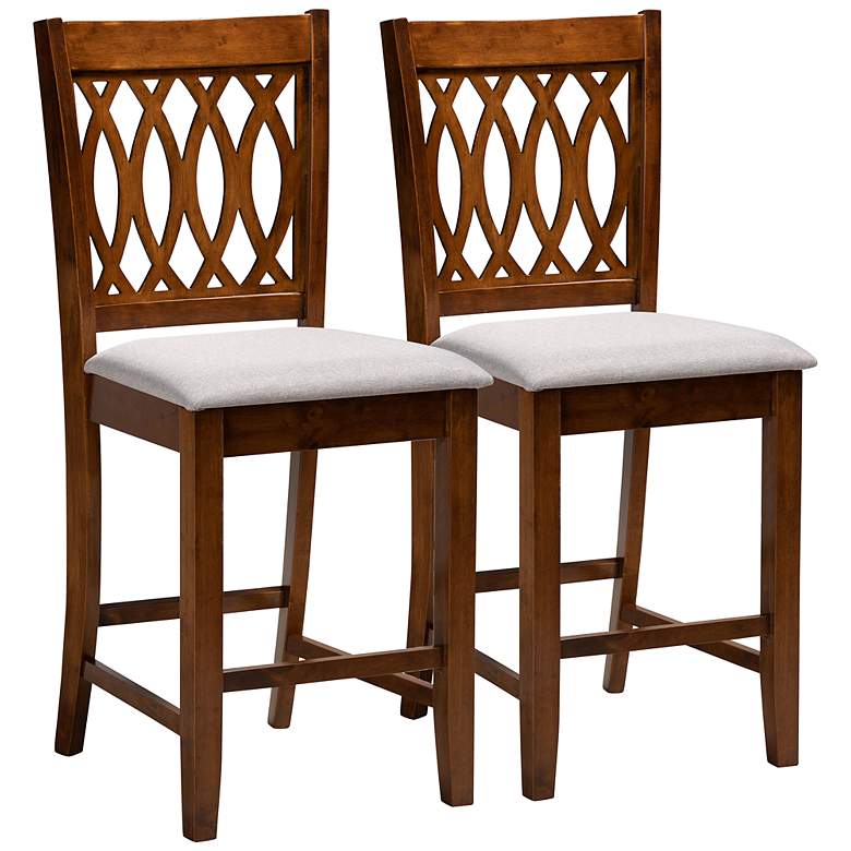Image 2 Florencia 25 1/2 inch Gray Walnut Wood Counter Stools Set of 2