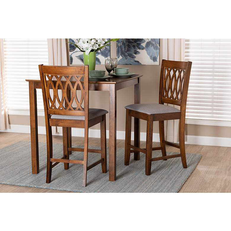 Image 1 Florencia 25 1/2 inch Gray Walnut Wood Counter Stools Set of 2