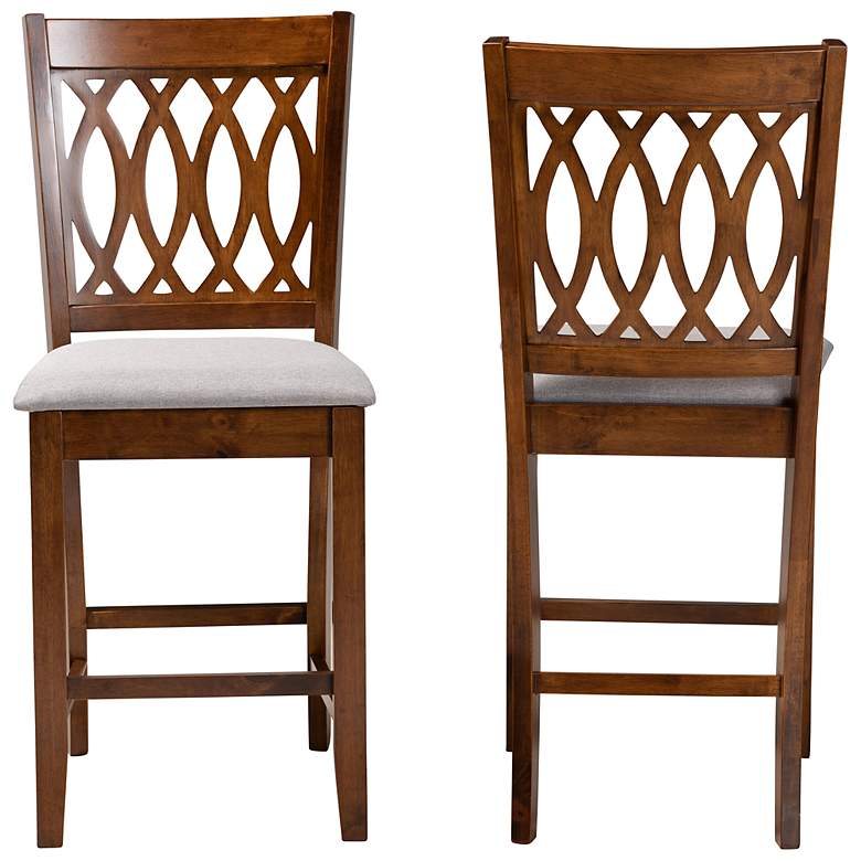 Image 5 Florencia 25 1/2 inch Gray Walnut Wood Counter Stools Set of 2 more views