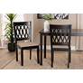Florencia Beige Fabric Espresso Wood Dining Chairs Set of 2