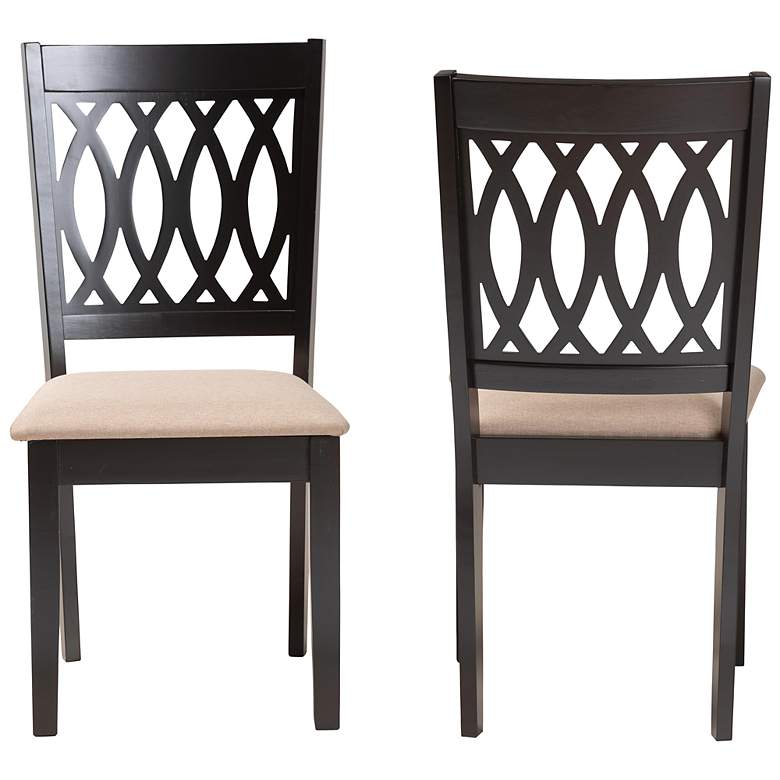 Image 6 Florencia Beige Fabric Espresso Wood Dining Chairs Set of 2 more views