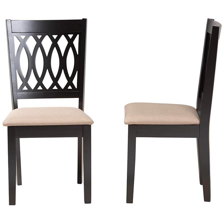 Image 7 Florencia Beige Fabric Espresso Wood Dining Chairs Set of 2 more views