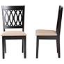 Florencia Beige Fabric Espresso Wood Dining Chairs Set of 2