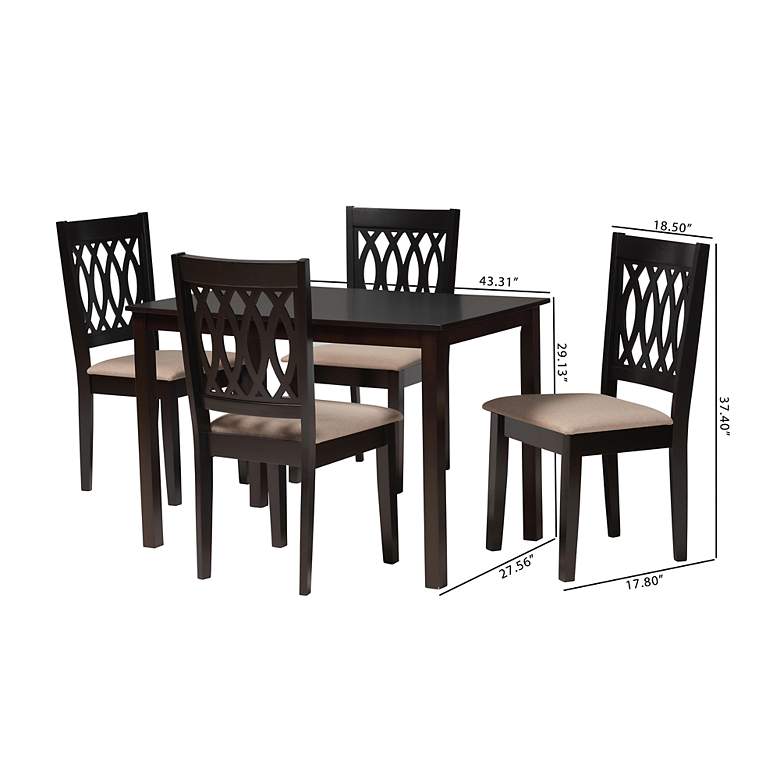 Image 3 Florencia Espresso Wood Beige Fabric 5-Piece Dining Set more views