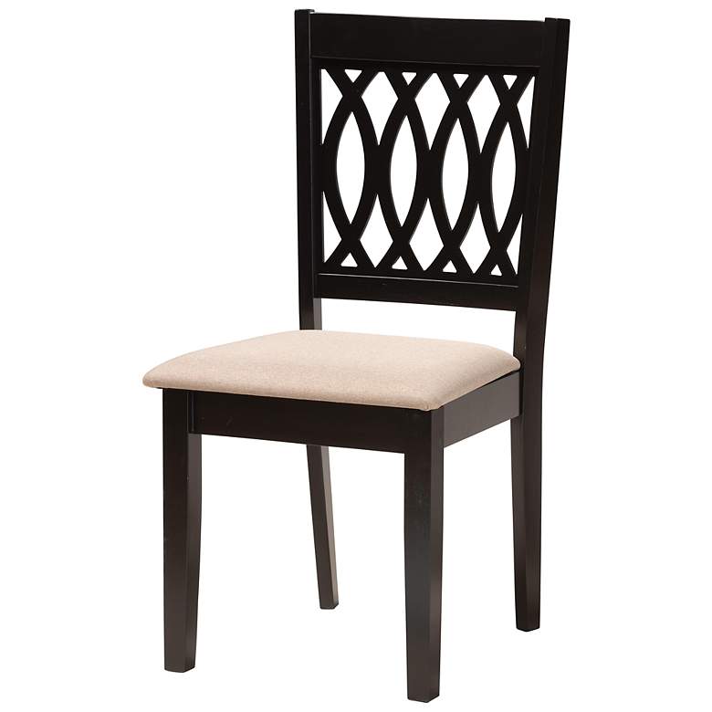 Image 4 Florencia Espresso Wood Beige Fabric 5-Piece Dining Set more views