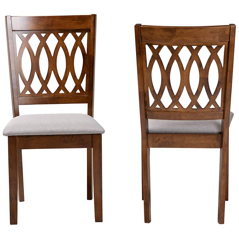 Image 6 Florencia Gray Fabric Walnut Wood Dining Chairs Set of 2 more views