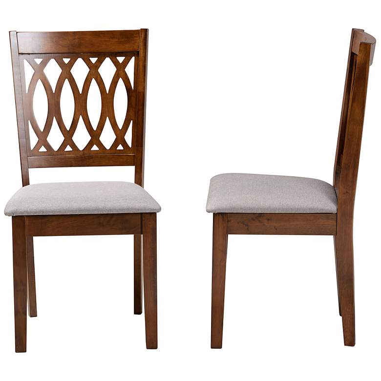 Image 7 Florencia Gray Fabric Walnut Wood Dining Chairs Set of 2 more views