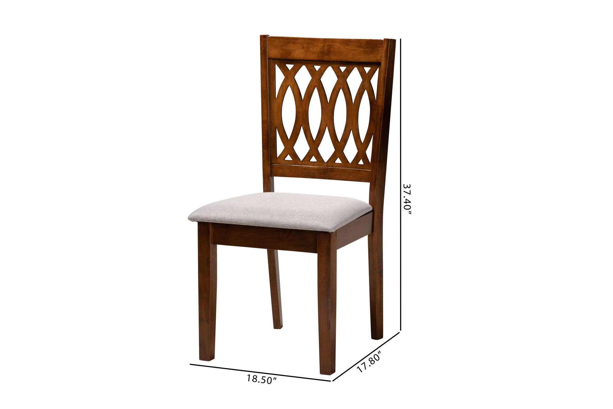 Florencia Gray Fabric Walnut Wood Dining Chairs Set of 2