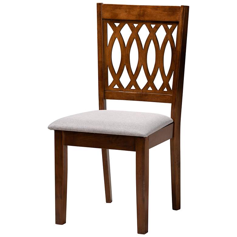Image 7 Florencia Walnut Brown Wood Gray Fabric 6-Piece Dining Set more views