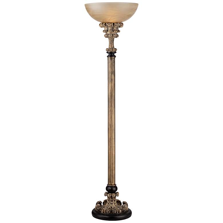 Florencio Antique Gold Torchiere Floor Lamp
