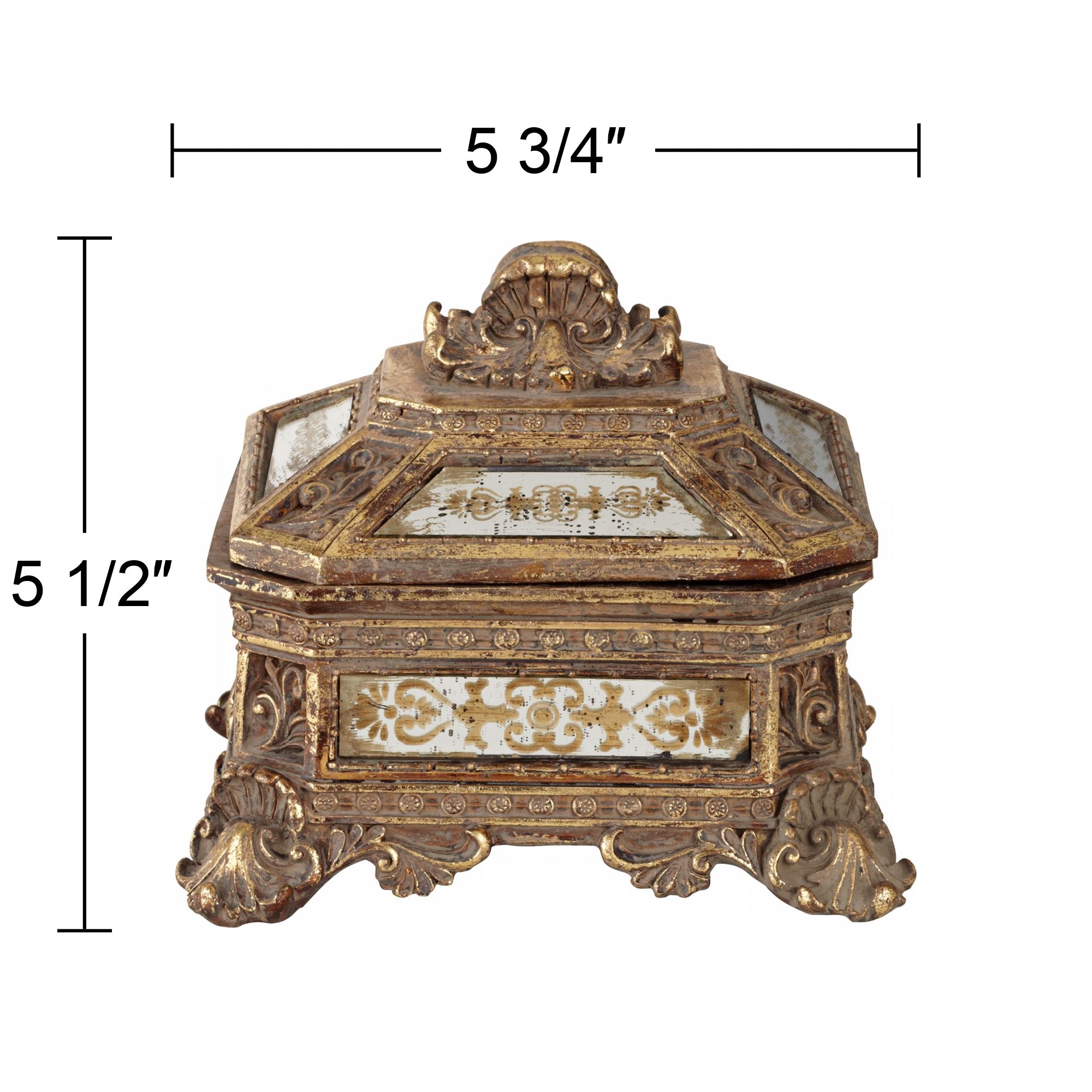 Florentine 5 3/4" Wide Antique Gold Mirrored Jewelry Box V8143 Lamps Plus
