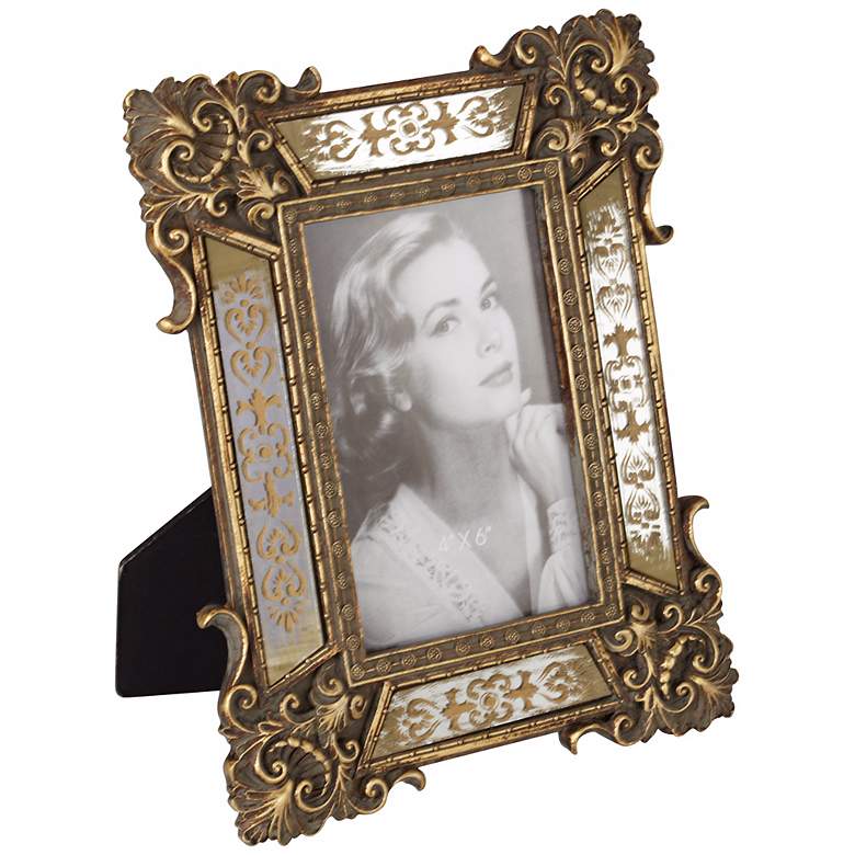 Florentine 8 1/2 inch High Antique Gold Mirror 4x6 Picture Frame