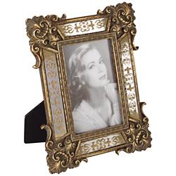 Florentine 8 1/2&quot; High Antique Gold Mirror 4x6 Picture Frame