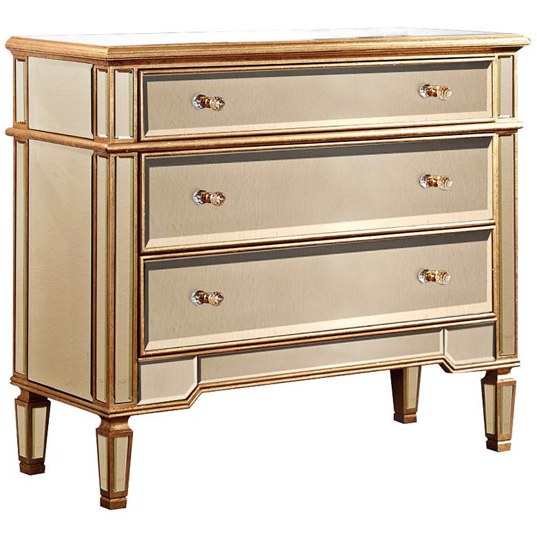 Image 1 Florentine Gold 3-Drawer 42 inch Wide Mirror Accent Cabinet