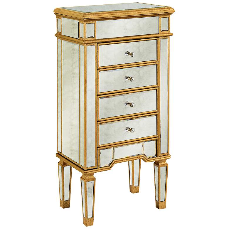Image 1 Florentine Gold 4-Drawer Antique Mirror Jewelry Armoire