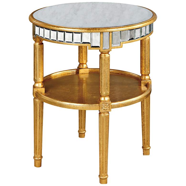 Image 1 Florentine Gold Antique Mirror Round Accent Table