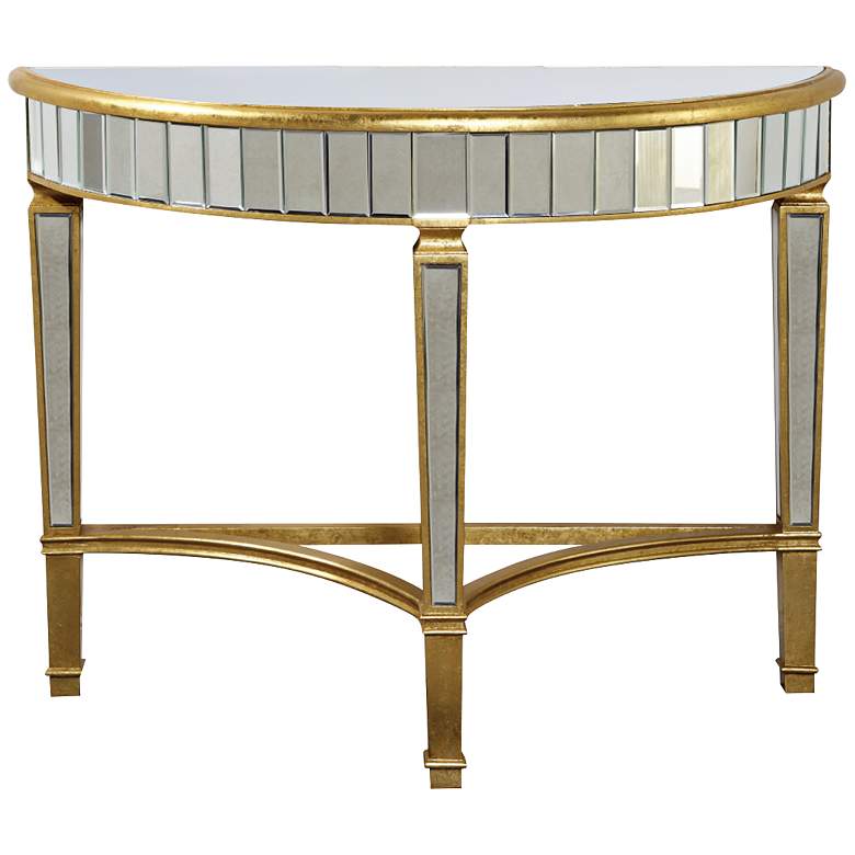 Image 1 Florentine Gold Mirror Demilune Console Table