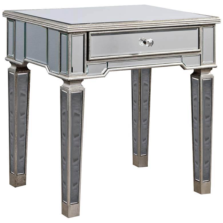 Image 1 Florentine Silver 1 Drawer Mirror Accent End Table