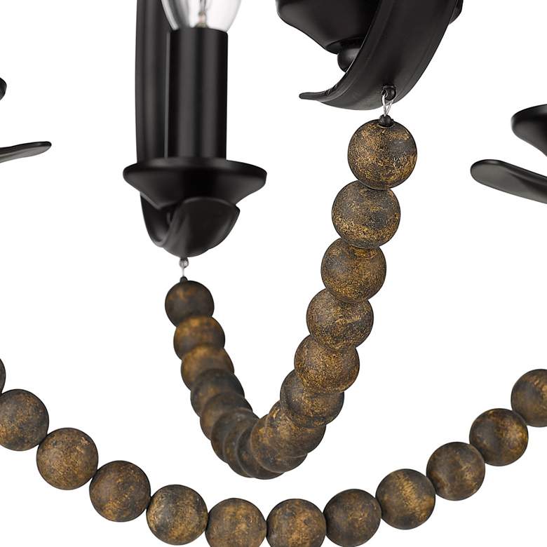 Image 4 Flori 17 inch Wide Matte Black Wood Beads 4-Light Pendant more views