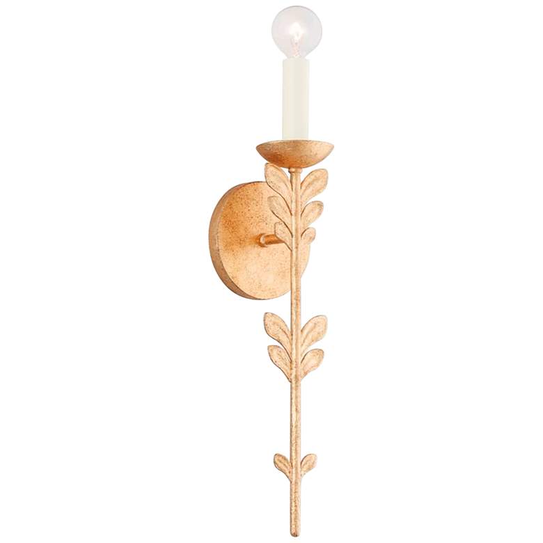 Image 1 Florian 19 1/2" High Vintage Gold Leaf Wall Sconce