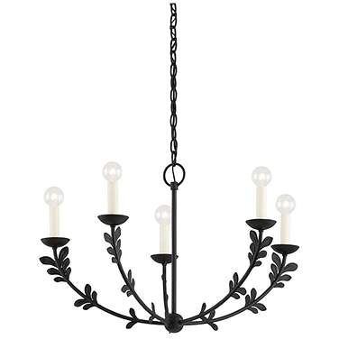 Florian 28" Wide Black Iron 5-Light Chandelier