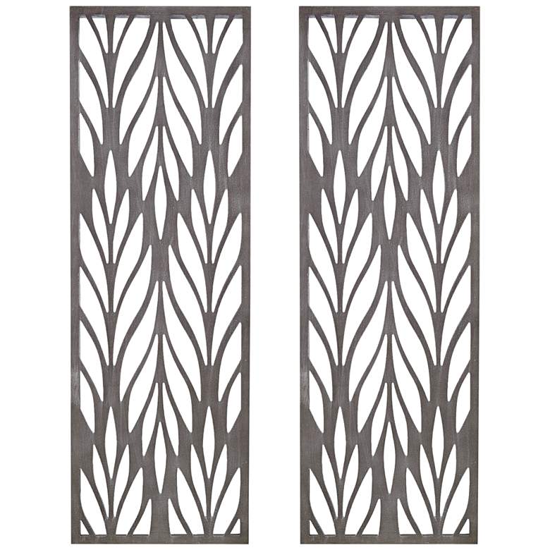 Image 2 Florian Carved 38 1/2"H Reclaimed Gray 2-Piece Wall Art Set