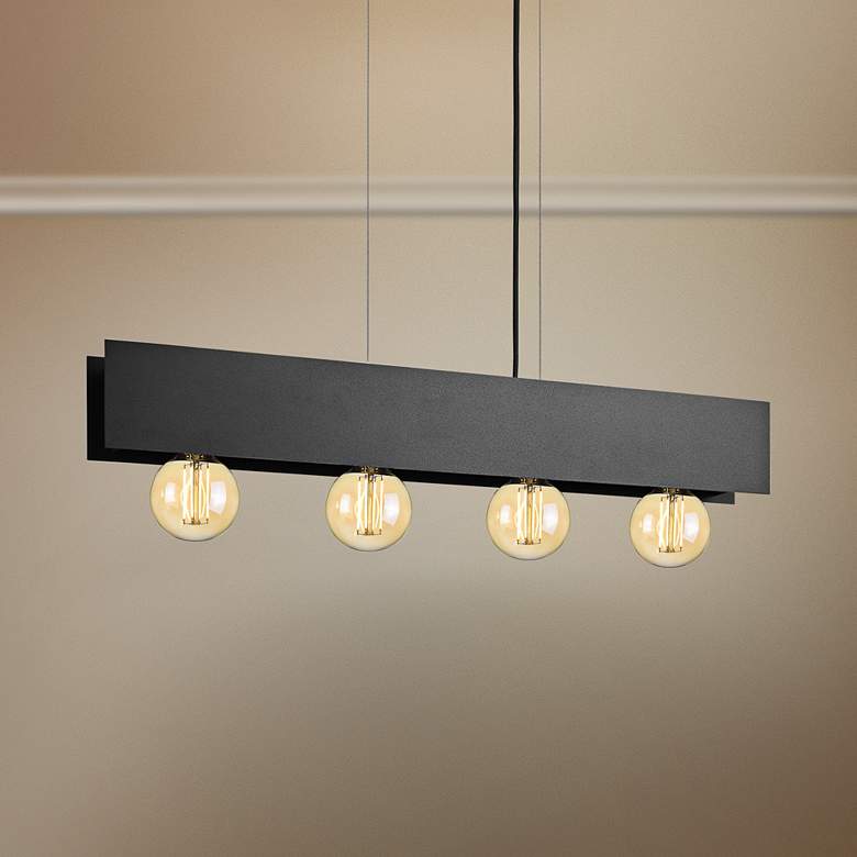 Image 1 Floriann 35 1/2 inch Wide Black LED Kitchen Island Light Pendant