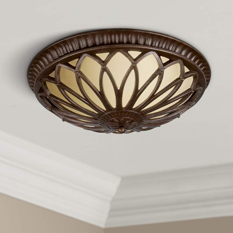 Image 1 Florida Bronze Leaves 18 inch Wide Ceiling Light