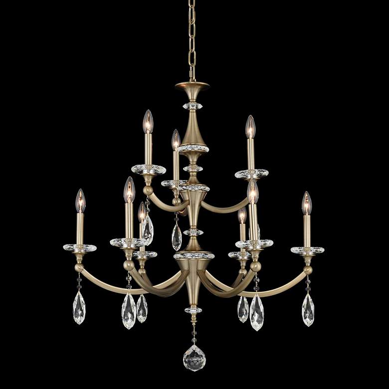 Image 1 Floridia 30 1/2"W Champagne Gold 9-Light 2-Tier Chandelier