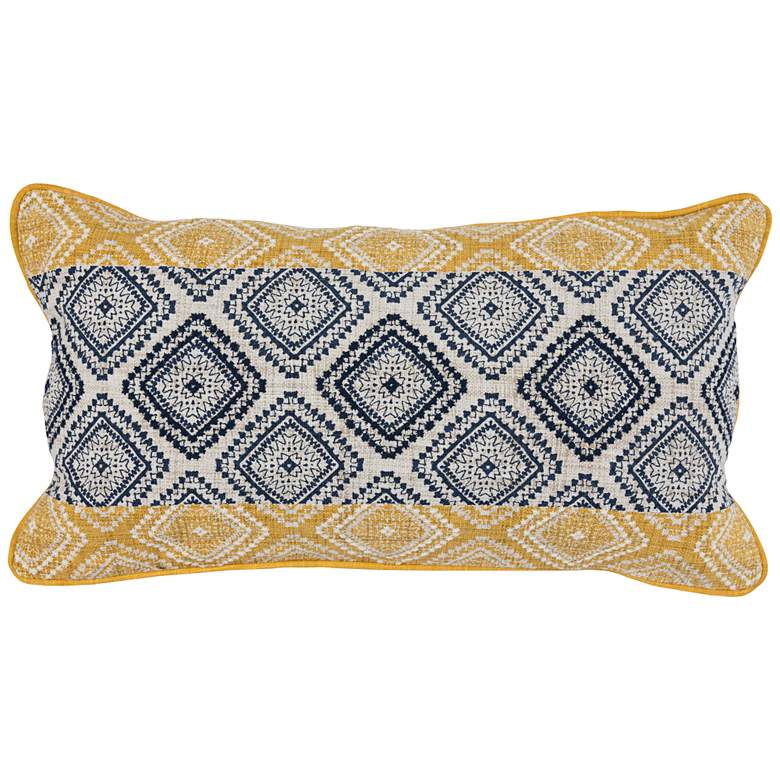 Image 1 Florita Sunflower and Navy 26" x 14" Decorative Pillow