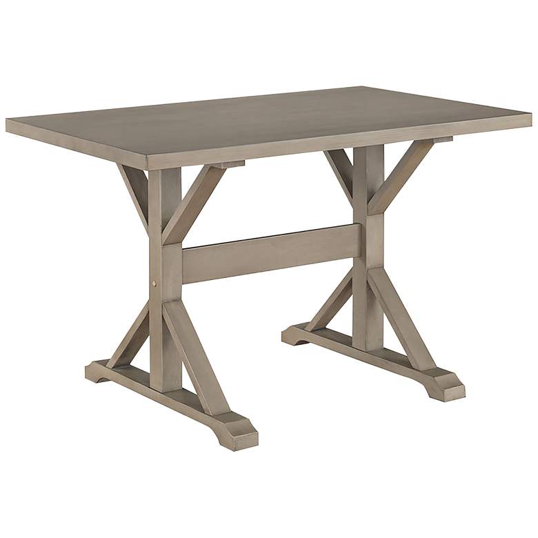 Image 3 Flornce 48" Wide Weathered Gray Wood Rectangular Trestle Table