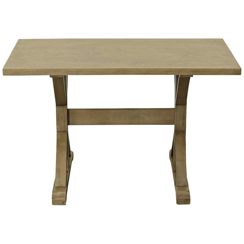 Image 5 Flornce 48" Wide Weathered Gray Wood Rectangular Trestle Table more views