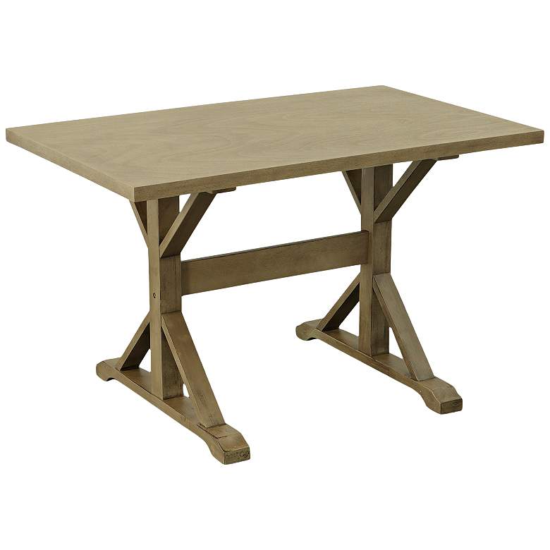 Image 6 Flornce 48" Wide Weathered Gray Wood Rectangular Trestle Table more views