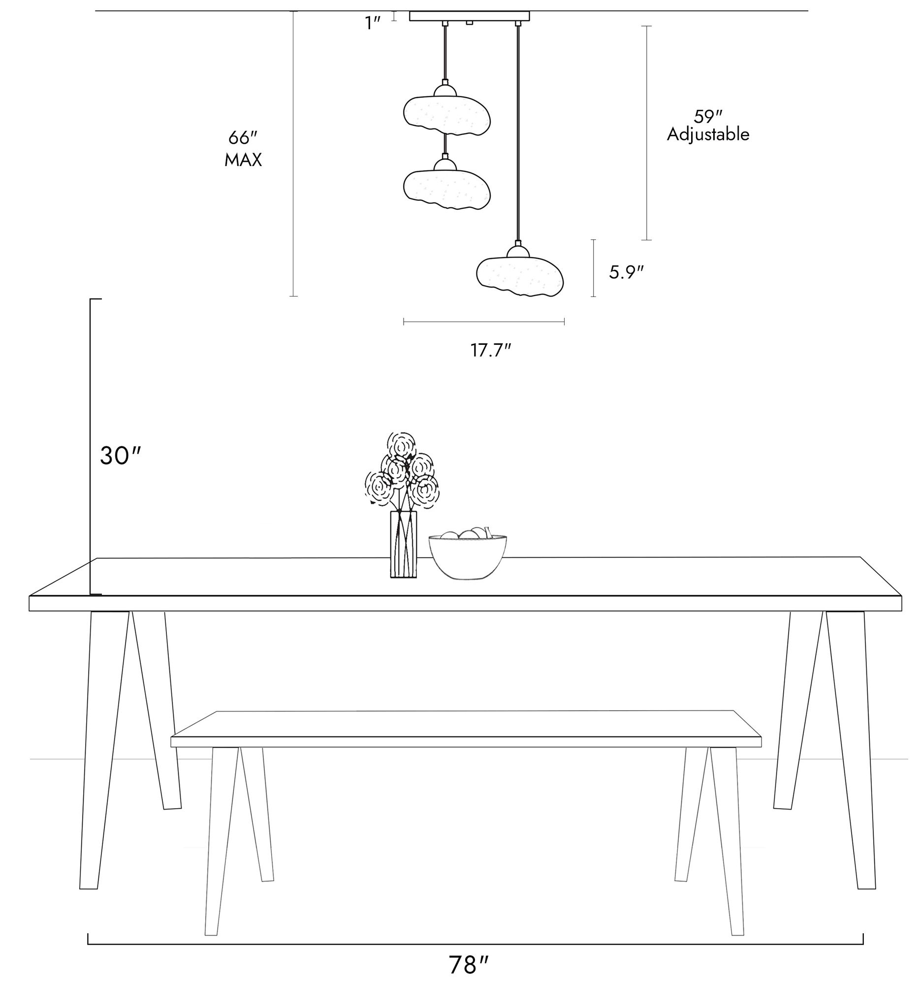 Floski 3-Light Glass Cluster Island Pendant Light