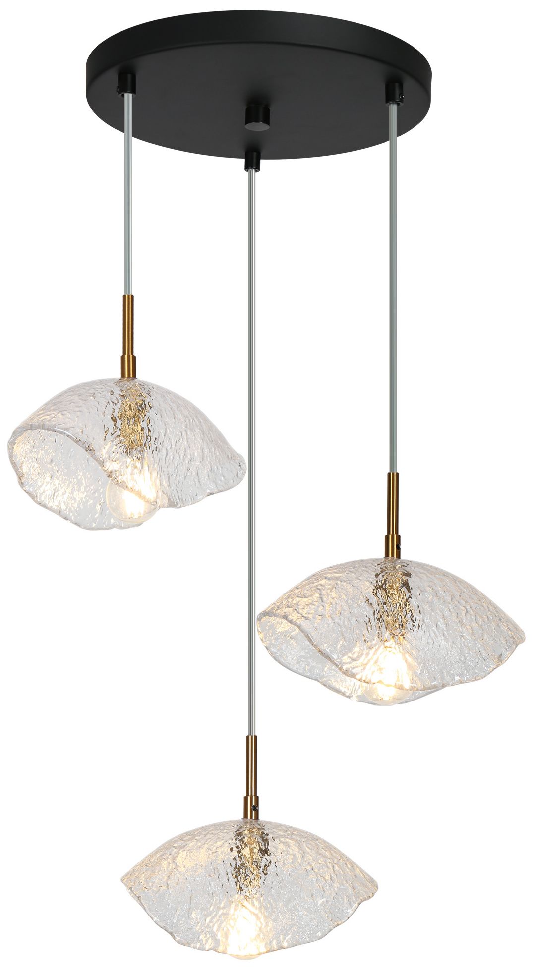 Floski 3-Light Gold Glass Cluster Island Pendant Light - Made to Order