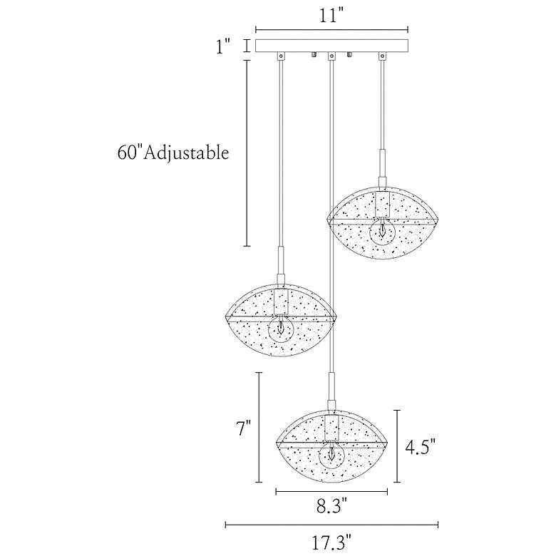 Image 2 Floski 3-Light Gold Glass Cluster Island Pendant Light more views