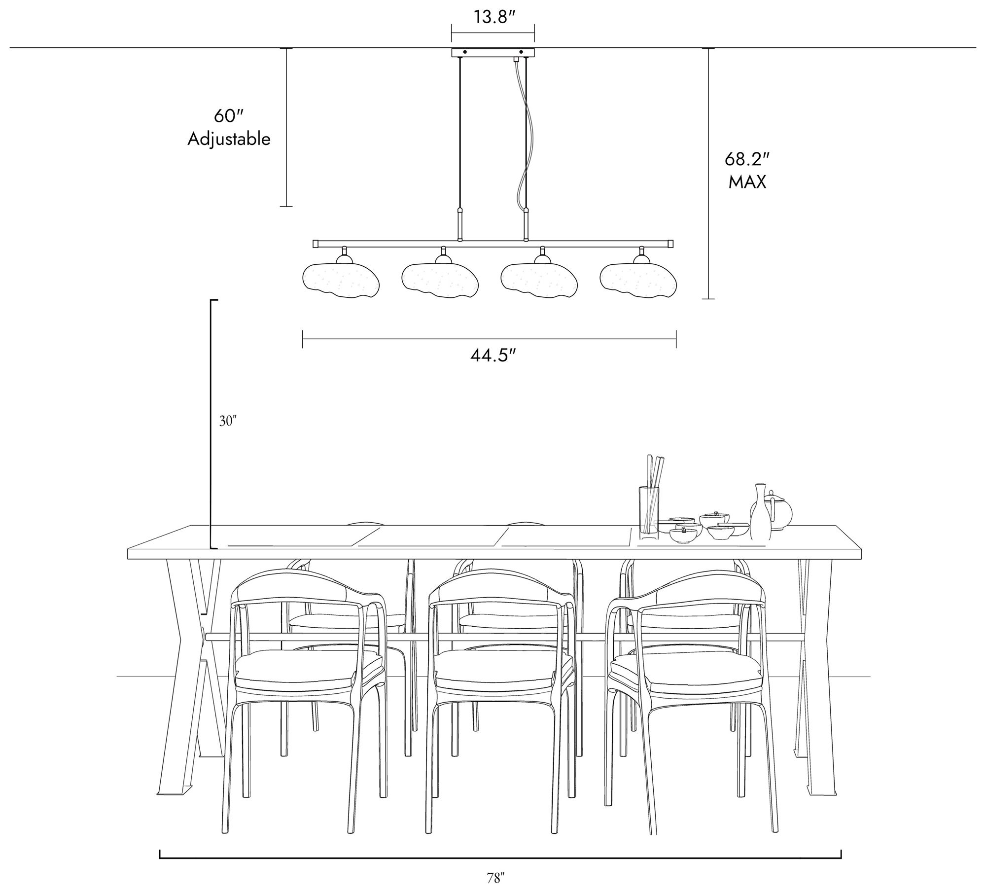 Floski 4-Light Glass Island Chandelier
