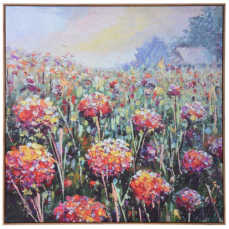 Image 1 Flourishing Fields Hand Embellished Outdoor Safe Framed Canvas Art