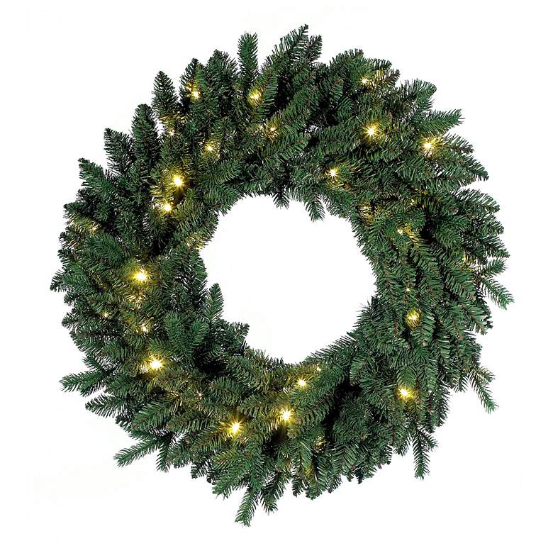 Image 1 Flourishing Green Pre-Lit 30" Wide LED Wreath