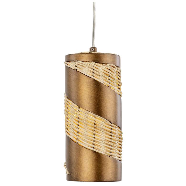 Image 2 Flow 1-Lt Cylinder Mini Pendant - Baguette/Natural Rattan more views