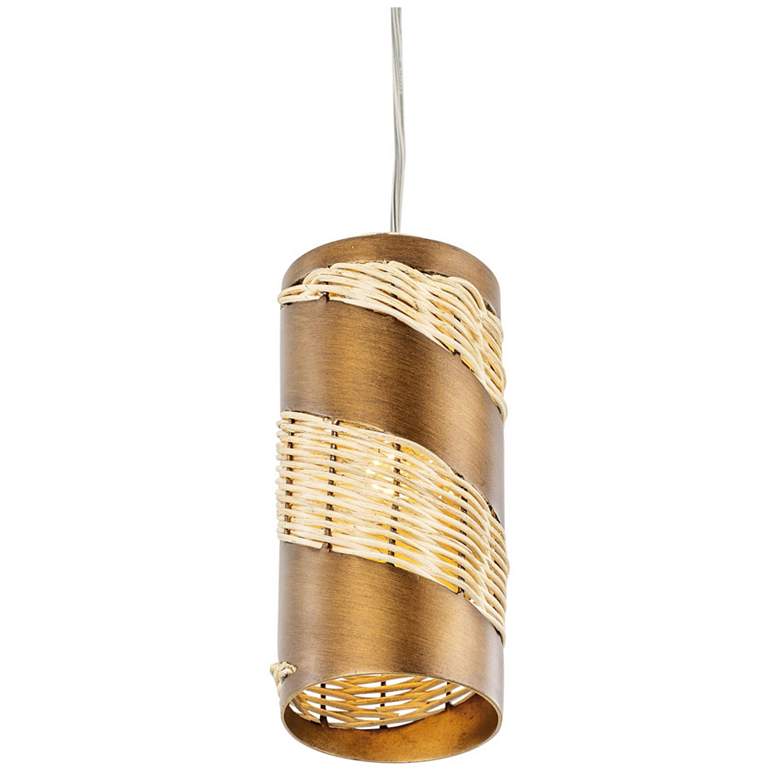 Image 4 Flow 1-Lt Cylinder Mini Pendant - Baguette/Natural Rattan more views