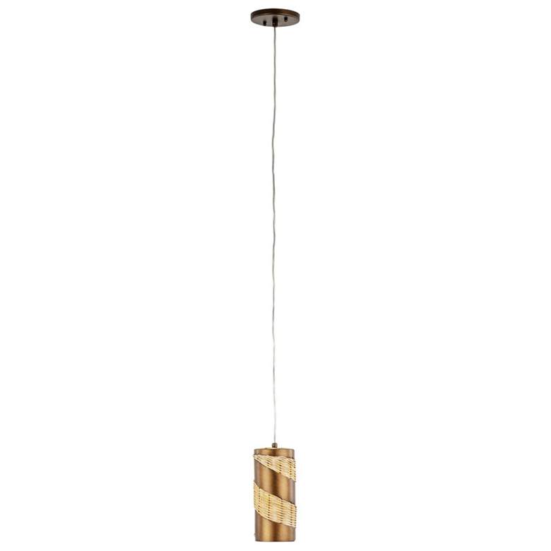Image 7 Flow 1-Lt Cylinder Mini Pendant - Baguette/Natural Rattan more views